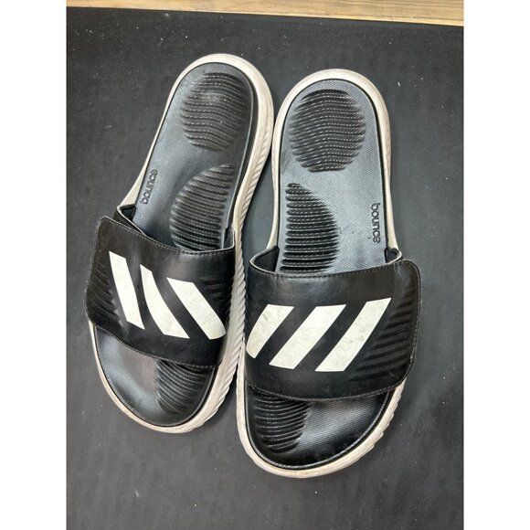 Adidas AlphaBOUNCE Slide Black/White Mens Sandals Size 8 Sports Style - Picture 2 of 7